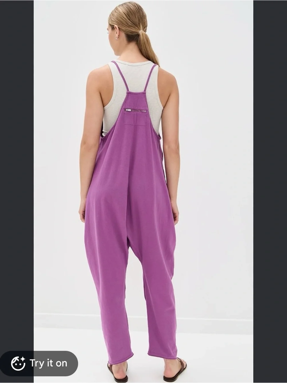Free People Purple hot shot onesie Relaxed Pocket Jumpsuit l